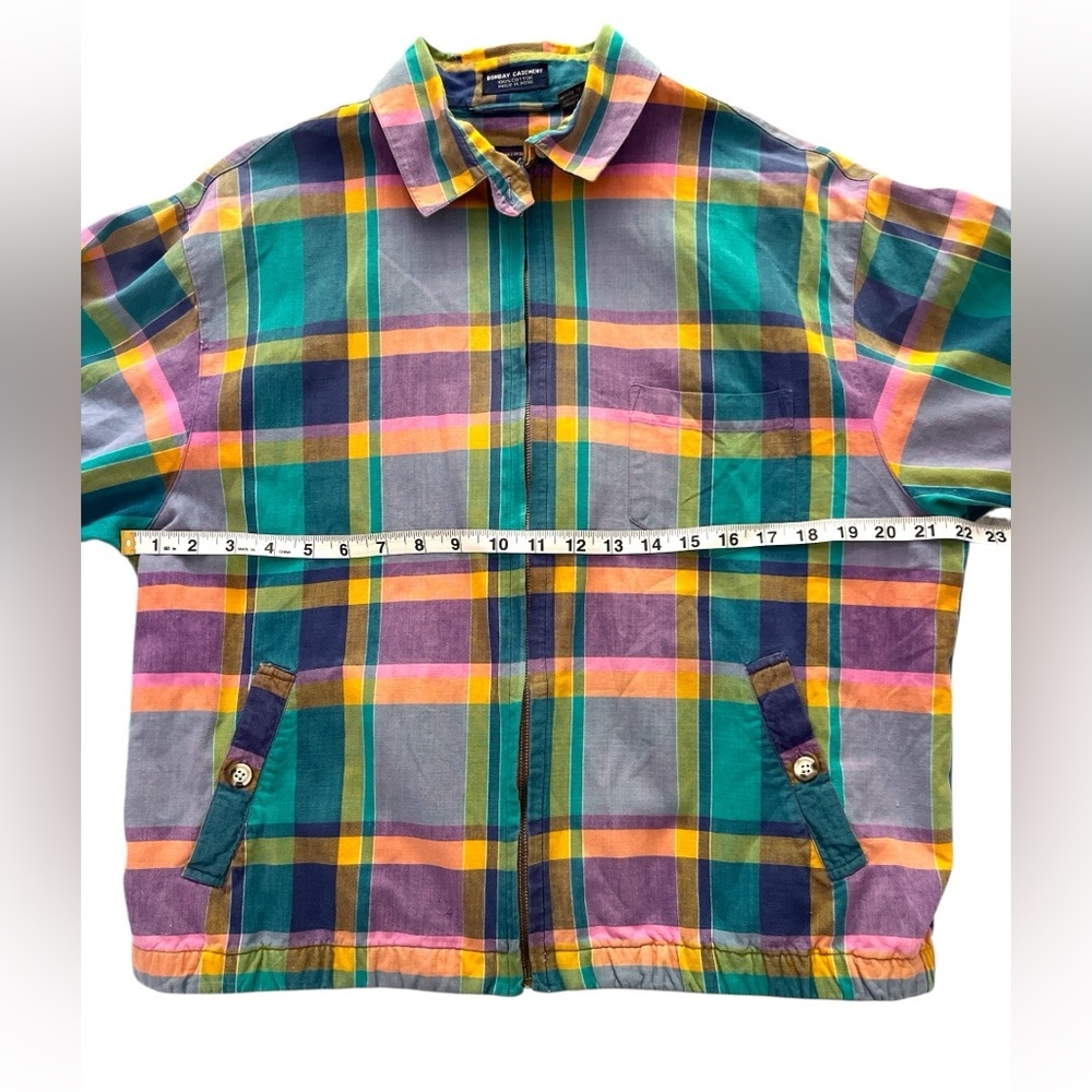 Allen Solly Vintage Madras Plaid Jacket, Petite L - Picture 5 of 12